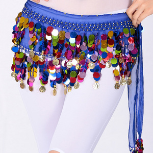 Bohemia estilo multicolorido espumante lantejoula franja envoltório cintura saia quadril cachecol para dança do ventre desempenho cinto cadeia acessório - Product Image 4