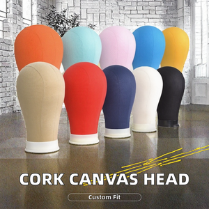 20\"-24\" PVC Stand <strong>Styling</strong> <strong>Head</strong> 100% Cork Canvas Mannequin <strong>Head</strong> for Wig Display Foam Wood Plastic Material 22 Mounting Holes - Product Image 2