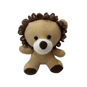 Custom Baby Animal Knit Plush Toys Adorable Lion Stuffed Toy for Kids Cartoon Doll Cute Plush Animal Toys