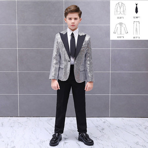 Juego <span class=keywords><strong>de</strong></span> 3 piezas (corbata <span class=keywords><strong>de</strong></span> chaqueta) Traje <span class=keywords><strong>de</strong></span> lentejuelas colorido para niños Danza Piano Rendimiento Chico Guapo Anfitrión Disfraz brillante <span class=keywords><strong>Anime</strong></span> - Product Image 6
