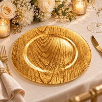 Assiette de Présentation Texturée de Luxe en Plastique 13 pouces, Revêtement Poudré, Décorative Gaufrée, Décoration de Table Moderne et Élégante pour Mariage