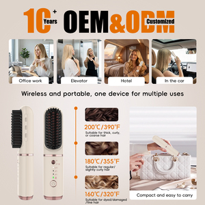 Mini <span class=keywords><strong>Cepillo</strong></span> Alisador de Cabello Inalámbrico, Recargable por USB, Portátil, con Iones Negativos de Plasma, Anti-Frizz, Herramienta de Peinado, Logotipo Personalizado - Product Image 2