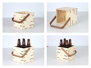 Paquete de 4 Cajas de Madera Maciza para Bebidas, Portátiles, Cuadradas, con Asa Curva en la Parte Superior, para Picnic y Fiestas, Pedido al por Mayor OEM - Product Image 6