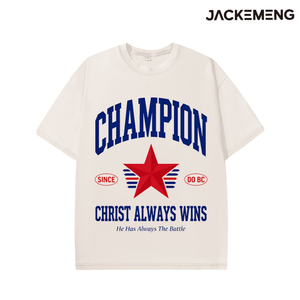 T-shirt en coton oversize délavé avec imprimé <span class=keywords><strong>Champion</strong></span> Christ Always Wins, style streetwear rétro, pour usage quotidien décontracté, entrepôt USA - Product Image 3