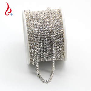 Applique Strass Banding Sewing Trim Rhinestones Chain Customized <strong>Roll</strong> up Shoes Sew-on for Crafts Lan Guang Copper Base Crystal - Product Image 1