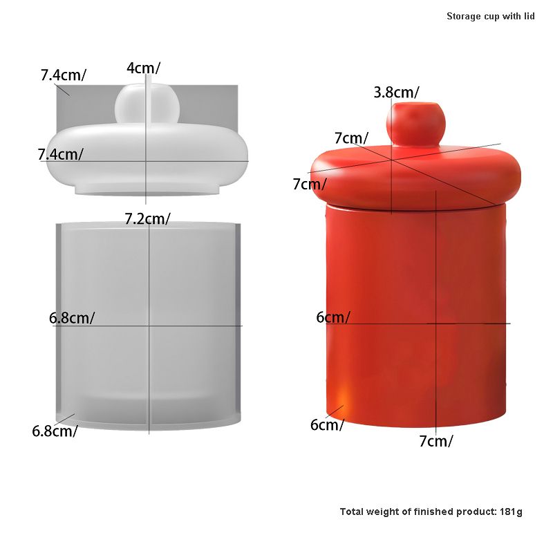 Blanc D6038 - fond et couvercle de la tasse de rangement