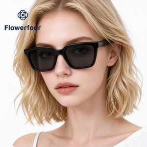 Flowerfour AT6111 Siyah Kare Güneş Gözlüğü Erkekler Kadınlar için Unisex Klasik Asetat Güneş Gözlükleri Moda Gözlük UV400 - Product Image 1