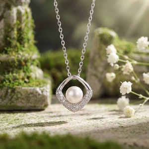 Freshwater Pearl Pendant <b>Necklace</b> S925 Silver Sparkling Cubic Zirconia Elegant Dainty Fine Jewelry Gift for Women - Product Image 5