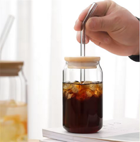 Gobelet en verre borosilicate de haute qualité de 16 oz (500 ml) pour sublimation, globe à neige en verre transparent, gobelet à soda, bière, pot avec couvercle en bambou et paille, tasses à café