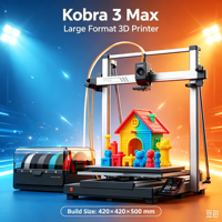 Imprimante 3D FDM Anycubic Kobra 3 Max Combo industrielle multicolore haute vitesse 500 mm/s, nivellement entièrement automatique, grande taille 850x900x1200 mm, neuve, garantie 1 an Anycubic
