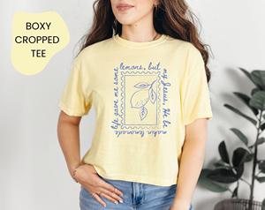 OEM ODM Life Gave Me Some Lemons But My Jesus He Be Makin39 Lemonade Boxy Tee Jesus Lemonade Lemonade Crop Tee Ch - Product Image 4