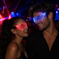 Lunettes LED en acrylique lumineuses, 12 modes, musique, design numérique en nid d'abeille, pour fêtes et événements, cadeau, vente en gros