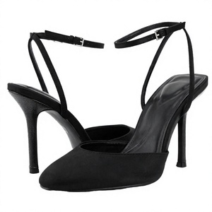 Sandalias Negras de Tacón Alto con Punta Puntiaguda, Deslizables, con Correa en el Tobillo, Zapatos de Vestir de Verano - Product Image 3