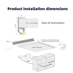 Illuminazione <span class=keywords><strong>LED</strong></span> Obliqua a 45 Gradi <span class=keywords><strong>per</strong></span> Armadi, Profilo in Alluminio PC, Dimmerabile, Alta Luminosità <span class=keywords><strong>per</strong></span> Ripiani Spessi 18mm - Product Image 6