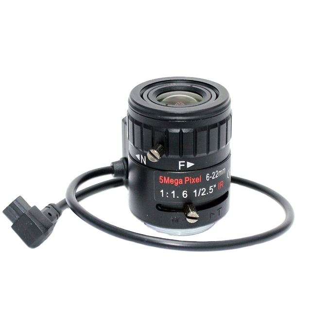 6-22mm Lens CS Mount 5MP 1/2.5" F1.6 IR Manual Varifocal DC Auto Iris CCTV Lens for CCTV Camera