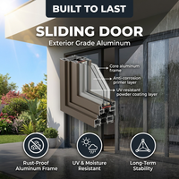 Pintu Geser Kaca Patio Besar Tipis Eksterior Tahan Badai, Aluminium Berlapis Ganda Anti Angin, Desain Minimalis untuk Villa & Hotel