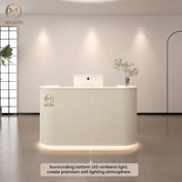 Bureau d'accueil compact en pierre courbée - Design moderne et réglable pour bureaux, hôtels, boutiques et salons