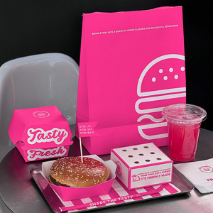 Juego <span class=keywords><strong>de</strong></span> Envases Desechables Personalizados para <span class=keywords><strong>Restaurantes</strong></span> <span class=keywords><strong>de</strong></span> <span class=keywords><strong>Comida</strong></span> Rápida, Cajas y Bolsas <span class=keywords><strong>de</strong></span> Papel para Hamburguesas, Papas Fritas y Pollo Frito - Product Image 6