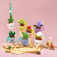 Porte-clés en peluche plante en pot de dessin animé, pendentifs en peluche personnalisés avec logo, jouets en peluche souples en forme de plante en pot extensible