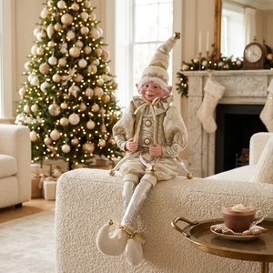 Figuras Decorativas de Elfo Navideño Doradas, Venta al por Mayor para Hoteles, Adornos Navideños Vintage - Product Image 1