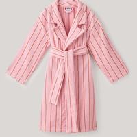 Peignoir en coton rayé de haute qualité pour femmes, respirant et absorbant, logo personnalisé en gros pour spa et usage domestique