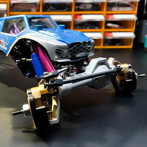 Ensemble d'essieux portiques en aluminium et laiton CNC avec direction à <span class=keywords><strong>4</strong></span> roues pour Axial Capra <span class=keywords><strong>1</strong></span>/<span class=keywords><strong>10</strong></span> RC Crawler 50 ° Support de batterie à faible centre de gravité pour système de direction - Product Image 6