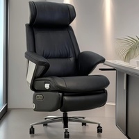 Chaise de bureau de direction ergonomique haut de gamme en cuir véritable avec massage, inclinaison électrique, siège ventilé et rotation à 360°, réglable en hauteur