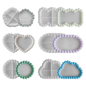 6 Arten Bubble Coaster Epoxidharz form DIY Herz Oval Blumen schale Form Tropfen kleber Spiegel Silikon Nachhaltige ungiftige Hitze - Product Image 2