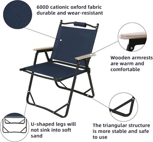 Chaise de pêche pliable légère pour l'extérieur, accessoires de camping, plage, avec porte-gobelet et pare-soleil - Product Image 3