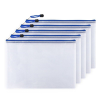 Impression de LOGO personnalisé blanc noir A4 A3 format lettre PVC vinyle transparent de voyage en plastique étanche grandes pochettes à fermeture éclair sac à documents en maille