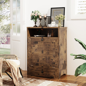 Station d'alimentation pour chiens avec récipient de stockage de nourriture et 2 bols surélevés, armoire à nourriture pour animaux de compagnie avec bol surélevé coulissant - Product Image 3