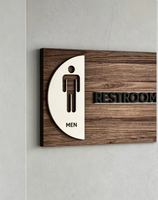 Plaque murale personnalisée en métal 3D pour toilettes, logo d'entreprise en acier inoxydable, signalétique directionnelle, mariage