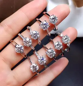 Anel de prata refinada 925 rinntin smr, joia fina de cor diamantes, anel de moissanite para noivado e casamento para mulheres e homens