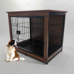 Fabrika büyük köpek kafesi nefes ahşap demir çelik evcil hayvan kulubesi kare köpek kasalar köpek kafesi - Product Image 1