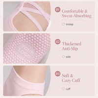 Chaussettes de yoga et de Pilates personnalisées avec logo pour femmes, antidérapantes, en coton, couleur rose, avec sangles croisées, pour studio de yoga et fitness