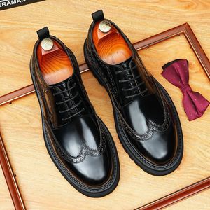 Zapatos de Boda para Hombre con Cordones, Punta Cuadrada, de Cuero Genuino Británico, Suela Gruesa, Diseño de Puntos, Ligeros, Antideslizantes y Transpirables - Product Image 5