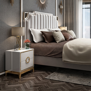 Fabbrica di Foshan Moderno stile di lusso di notte del basamento mobili camera da letto <span class=keywords><strong>accanto</strong></span> tabella di base in acciaio inox legno comodini - Product Image 3