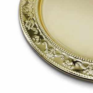 Placa de cargador de metal chapado para vajilla y vajilla, plato de comida para decoración de hotel en casa, diseño personalizado disponible - Product Image 1