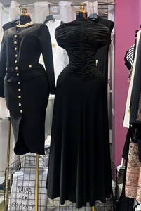 <span class=keywords><strong>Abito</strong></span> Lavorato a <span class=keywords><strong>Maglia</strong></span> da Donna, Design Slim, Tinta Unita, Elastico, <span class=keywords><strong>Plissettato</strong></span>, Linea A, Vita Alta, Taglie Forti 3XL 4XL 5XL, per Feste Estive - Product Image 2