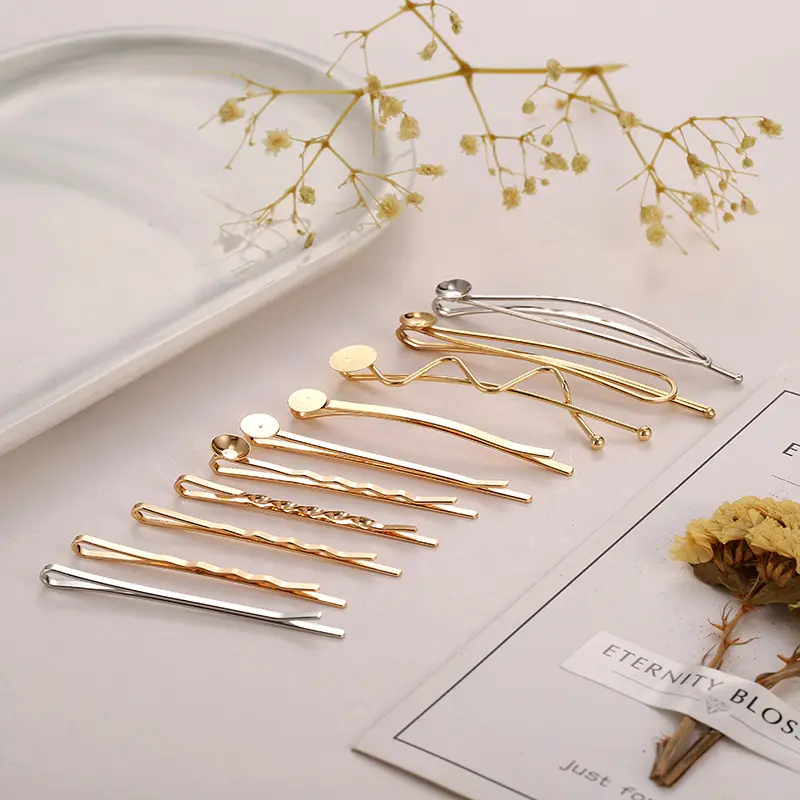 Vàng Hợp Kim Sóng Sang Trọng Tùy Chỉnh DIY Ưa Thích Phụ Kiện Tóc Phụ Nữ Bobby Pins Clip Cho Cô Gái Phụ Nữ