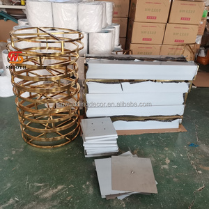 Support <span class=keywords><strong>à</strong></span> fleurs en acier inoxydable plaqué or avec plateau circulaire, pilier décoratif en métal pour centre de table de banquet de mariage - Product Image 6