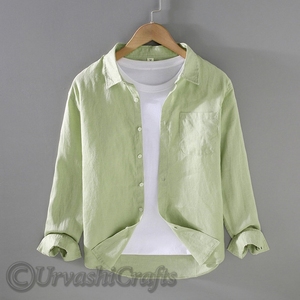 Últimas llegadas camisas de hombre de algodón y lino vintage camisas de hombre de lino casuales para exportar a precios de fábrica al por mayor OEM a granel - Product Image 1