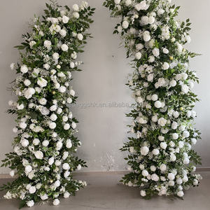 Arco de Boda LEDA con Diseño Nuevo, Decoración de Fondo para Eventos con Rosas Blancas Artificiales de Seda y Follaje Verde - Product Image 6
