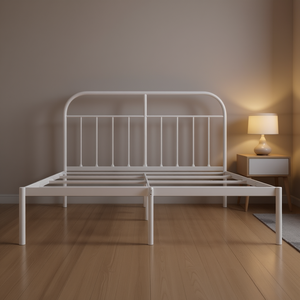 โครงเตียงเหล็กเคลือบสีขาวทรงสี่เหลี่ยมผืนผ้า สไตล์มินิมอล รุ่น D0100H7BH8J - Product Image 2