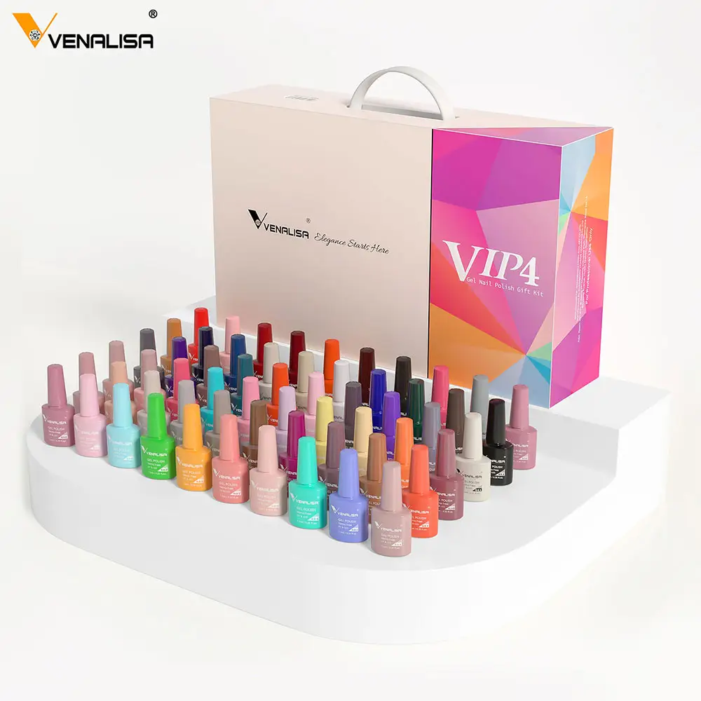 2024 Venalisa VIP1234 Kit de esmalte de uñas de Gel acrílico aprendiz de Gel UV OEM Juego completo de esmalte de uñas de Gel de 60 colores Esmaltes de etiqueta privada