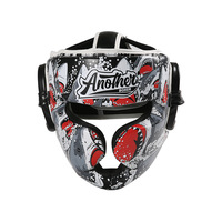 Casque de boxe ANOTHERBOXER, design visage de singe intégral, matériau PU, protection de tête unisexe pour adultes, entraînement de combat Sanda