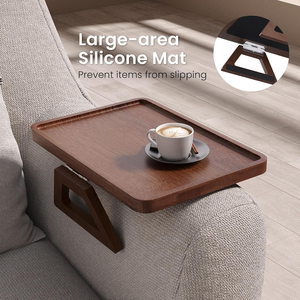 <span class=keywords><strong>Plateau</strong></span> d'accoudoir pliable compact et robuste avec clip, design en bois, antidérapant, table d'appoint pour canapé, pour salon et maison - Product Image 2