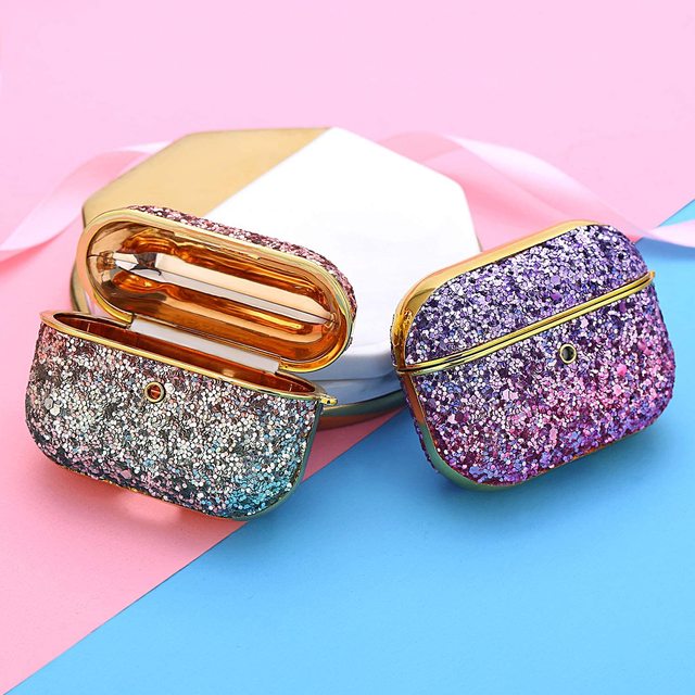 Luxury Sparkle Sequins Cover Bling Glitter Gradient Color Protective Case for Airpods 1/2/Pro