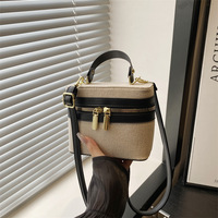 Sac à main seau élégant et durable pour femme, fermeture éclair, en cuir PU, doublure polyester, petite taille pour usage quotidien