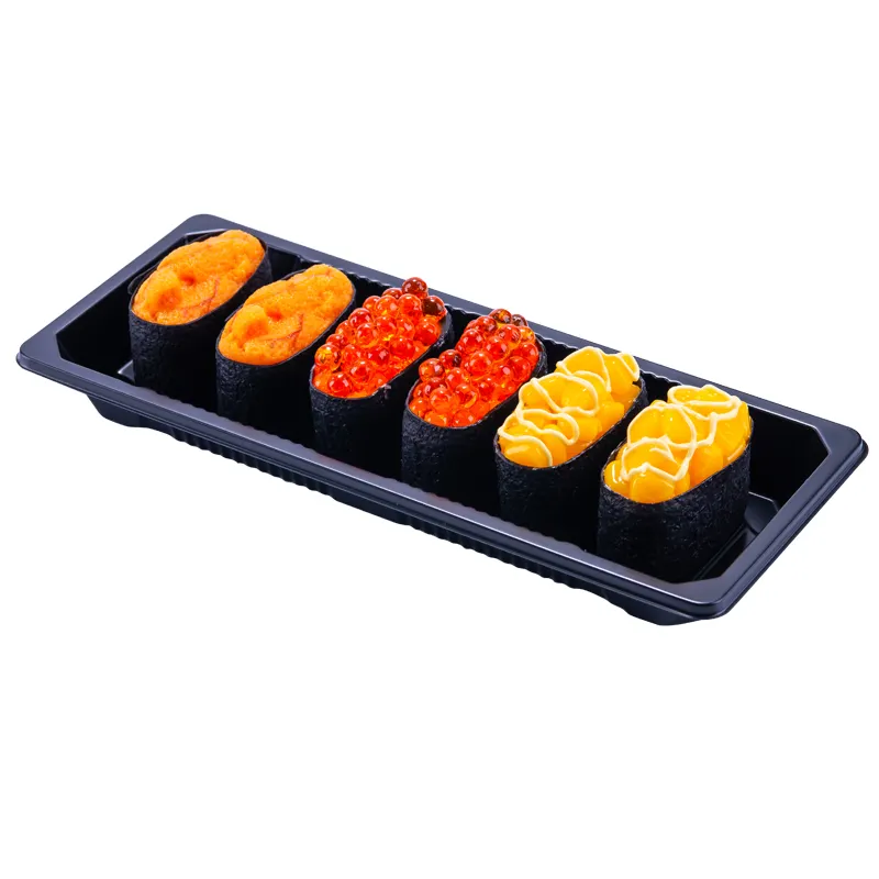 Großhandel beliebtesten Einweg-Kunststoff-Sushi-Display Tablett Lebensmittel behälter Sushi-Behälter Sushi-Box